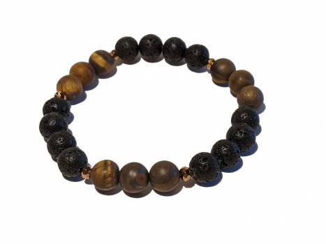 10 - Lava & Matte Tiger Eye Aromatherapy Diffuser Bracelet