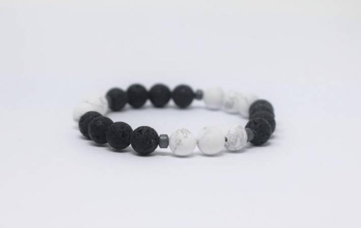 3 - Lava & White Howlite Aromatherapy Diffuser Bracelet