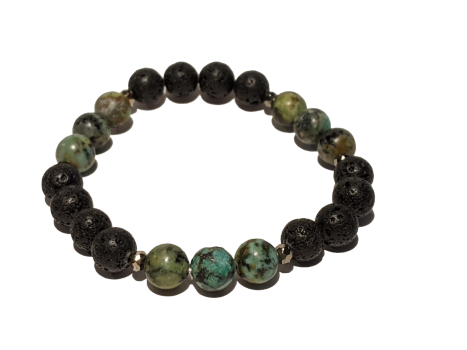 6 - Lava & Green Jasper Aromatherapy Diffuser Bracelet