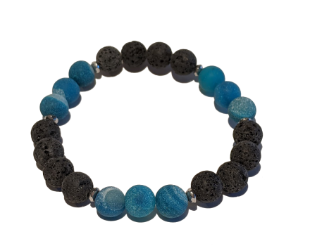8 - Lava & Matte Blue Agate Aromatherapy Diffuser Bracelet
