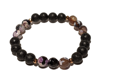 13 - Lava & Purple Agate Aromatherapy Diffuser Bracelet