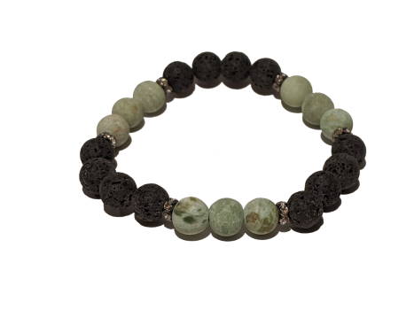 17 - Lava & Matte Green Agate Aromatherapy Diffuser Bracelet